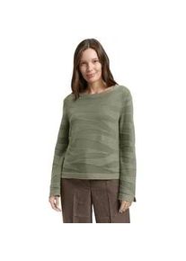 Strickpullover Tom Tailor, Damen, Gr. XL, gr&uuml;n wave knit design, Strick, Obermaterial: 100% Baumwolle, Strukturmuster, regular fit normal, Rundhals, angesetztes B&uuml;ndchen, Pullover Strickpullover, mit Struktur Muster