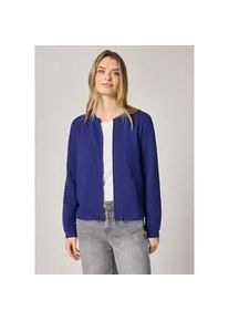 Cardigan Street One, Damen, Gr. 44, amparo blau, Stoff, 70% Polyester, 25% Viskose, 5% Elasthan, Strukturmuster, normal normal, Rundhals, B&uuml;ndchen, Strickjacken, mit Struktur