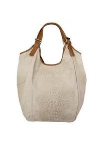 Shopper Samantha Look, Damen, Gr. B/H/T: 45cm x 45cm x 13cm onesize, beige, Leder, gl&auml;nzend, Taschen Shopper, echt Leder, Made in Italy