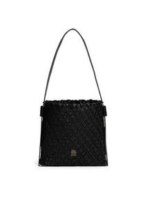 Schultertasche Tommy Hilfiger "TH BRAIDED SHOULDER BAG", Damen, Gr. B/H/T: 29cm x 24cm x 4cm, schwarz, Lederimitat, Taschen Schultertasche, Damen Tragetasche, Umh&auml;ngetasche, Abendtasche mit TH-Logo