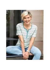 Rundhalsshirt Classic Basics "Ringelshirt", Damen, Gr. 46, ecru, ozean, geringelt, 100% Baumwolle, gemustert, gestreift, mehrfarbig, Rundhals, Shirts Rundhalsshirt