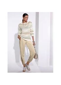 CR&Eacute;ATION L Strickpullover CREATION L "Pullover", Damen, Gr. 42, sand, ecru, gemustert, 39% Baumwolle, 39% Polyacryl, 18% Viskose, 3% Polyester, 1% metallisierte Fasern, gemustert, Pullover Strickpullover