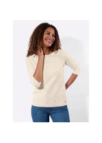 3/4-Arm-Shirt Casual Looks "Ringelshirt", Damen, Gr. 36, elfenbein, wei&szlig;, geringelt, 54% Polyester, 36% Baumwolle, 10% Viskose, gemustert, gestreift, mehrfarbig, U-Boot-Ausschnitt, Shirts 3/4-Arm-Shirt