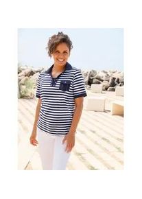 Poloshirt Casual Looks "Poloshirt", Damen, Gr. 40, marine, wei&szlig;, geringelt, 100% Baumwolle, gemustert, gestreift, Shirts
