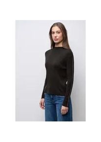 Rollkragenpullover Street One, Damen, Gr. 38, schwarzest braun, Stoff, 30% Polyester, 29% Polyacryl, 21% Viskose, 20% Nylon, unifarben, normal normal, hoch geschlossener Ausschnitt, Rippb&uuml;ndchen, Pullover Rollkragenpullover, mit Tape Detail am &Auml;rmel