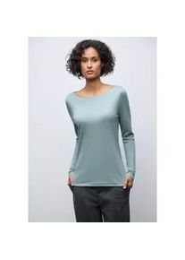 Langarmshirt Street One, Damen, Gr. 46, arona blau, Web, Obermaterial: 50% Baumwolle, 50% Modal; Futter: 100% Baumwolle, unifarben, normal normal, U-Boot-Ausschnitt, abgesteppt, Shirts Langarmshirt, im soften Baumwoll-Mix