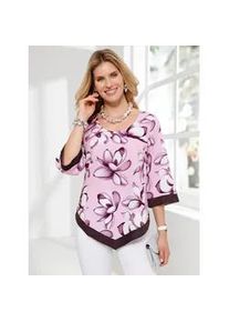 Schlupfbluse Classic Basics, Damen, Gr. 46, ros&eacute;, aubergine, bedruckt, 100% Polyester, gebl&uuml;mt, gemustert, mehrfarbig, Rundhals, Blusen Schlupfbluse