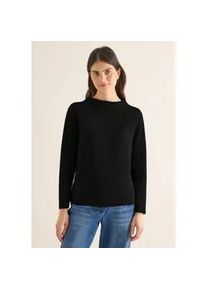 Langarmshirt Cecil, Damen, Gr. XS (36), schwarz, Stoff, 66% Polyester, 20% Viskose, 10% metallisierte Fasern, 4% Elasthan, unifarben, comfort fit normal, Rundhals, abgesteppt, Shirts Langarmshirt, aus softem Materialmix