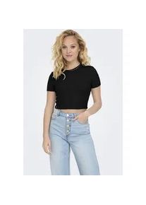 Kurzarmshirt Only "ONLBETTY S/S O-NECK SHORT TOP CC JRS", Damen, Gr. M, schwarz, Jersey, Obermaterial: 95% Baumwolle, 5% Elasthan, unifarben, regular fit bauchfrei, Rundhals, Shirts, softe Jerseyqualit&auml;t
