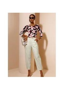 CR&Eacute;ATION L Rundhalsshirt CREATION L "Druck-Shirt", Damen, Gr. 50, schwarz, champagner, bedruckt, 95% Lyocell, 5% Elasthan, gebl&uuml;mt, gemustert, mehrfarbig, Rundhals, Shirts Rundhalsshirt