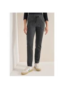 Jogger Pants Cecil, Damen, Gr. L, L&auml;nge 28, schwarz, Stoff, 68% Polyester, 28% Viskose, 4% Elasthan, unifarben, comfort fit normal, Hosen, mit Elastikbund und Tunnelzugb&auml;ndchen