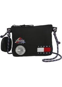 Tommy Hilfiger Umh&auml;ngetasche TOMMY JEANS "TJM ARCHIVE TREK SACOCHE", Damen, Gr. B/H/T: 23cm x 18cm x 2cm, schwarz, Textil, Taschen Umh&auml;ngetasche, Damen Schultertasche, Tragetasche mit bunten Patches