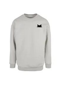 Rundhalspullover Merchcode "Merchcode Halloween - Cat Crewneck", Herren, Gr. XL, lightasphalt, 65% Baumwolle, 35% Polyester, mehrfarbig, oversize, ohne Ausschnitt, Pullover Rundhalspullover