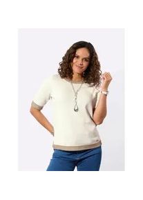 Kurzarmpullover Casual Looks "Kurzarm-Pullover", Damen, Gr. 54, ecru, 100% Baumwolle, unifarben, Pullover