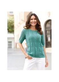 Ajourpullover Classic Basics "Ajour-Pullover", Damen, Gr. 54, ozean, 100% Baumwolle, unifarben, Pullover