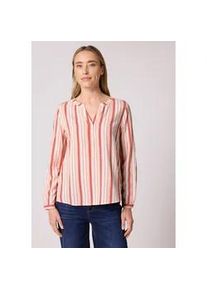 Langarmbluse Street One, Damen, Gr. 34, striking coral, Stoff, 100% Viskose, gestreift, klassisch normal, V-Ausschnitt, B&uuml;ndchen, Blusen, im Tunika-Style