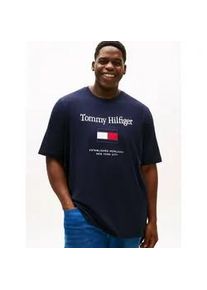 Tommy Hilfiger Big & Tall T-Shirt "BT-TOMMY EMBRO FLAG", Damen, Gr. 3XL, desert sky, Single Jersey, Obermaterial: 100% Baumwolle, TOMMY HILFIGER BIG & TALL, Rundhals, Shirts T-Shirt, Gro&szlig;e Gr&ouml;&szlig;en
