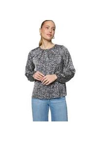 Satinbluse Zero "Damen mit Druck", Damen, Gr. 40, dunkelblaucream, Satin, Obermaterial: 96% Polyester, 4% Elasthan, gl&auml;nzend, figurumspielend normal, Rundhals, weit elastischer Bund mit Gummizug, Blusen