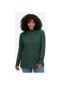 Stehkragenshirt sheego "Shirtrolli", Damen, Gr. 40/42, moos, 97% Baumwolle, 3% Elasthan, unifarben, Shirts Stehkragenshirt