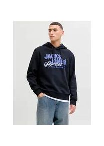 Jack & Jones Kapuzensweatshirt JACK & JONES "JJELOGO SWEAT HOOD 2 COL 25/26 NOOS", Herren, Gr. XS, navy blazer, angeraute Sweatware, Obermaterial: 70% Baumwolle, 30% Polyester, bedruckt, regular fit normal, Rundhals, Rippb&uuml;ndchen, Sweatshirts, mit stylischem Print