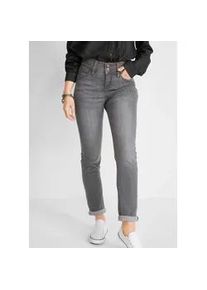 Slim-fit-Jeans bonprix "Slim-Fit-Jeans High Waist, Komfort-Stretch", Damen, Gr. 46, N-Gr, grau (grau denim used (l&auml;nge: regul&auml;r)), Denim/Jeans, Obermaterial: 82% Baumwolle, 17% Polyester, 1% Elasthan, unifarben, skinny fit lang, Jeans Slim-fit-Jeans, Skinny fit Passform, mit Eingrifftaschen und Ges&auml;&szlig;taschen