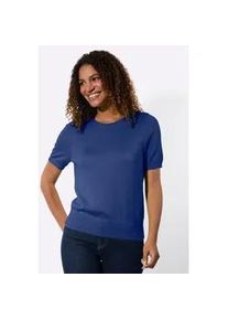 Kurzarmpullover Casual Looks "Kurzarm-Pullover", Damen, Gr. 46, royalblau, 100% Baumwolle, unifarben, Pullover