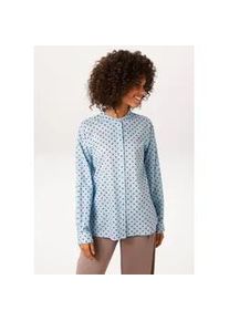 Langarmbluse Aniston CASUAL, Damen, Gr. 46, blau (hellblau, braun), Web, Obermaterial: 100% Baumwolle, bedruckt, gemustert, gepunktet, l&auml;ssig geschnitten Po-bedeckend, Rundhals, 1-Knopf-Manschette, Blusen, allover mit kleinen Punkten bedruckt - NEUE KOLLEKTION