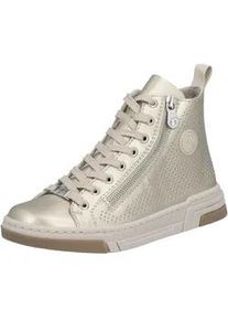 Sneaker Rieker, Damen, Gr. 37, goldfarben, Lederimitat, metallic, Schuhe Sneaker, High Top-Sneaker, Freizeitschuh, Schn&uuml;rschuh mit Plateausohle