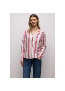 Langarmbluse Street One, Damen, Gr. 42, magenta dream, Stoff, 100% Viskose, gestreift, klassisch normal, V-Ausschnitt, B&uuml;ndchen, Blusen, im Tunika-Style