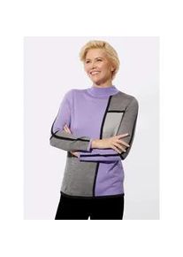 Classic Dog Strickpullover CLASSIC "Pullover", Damen, Gr. 50, schwarz (lavendel, schwarz, gemustert), 100% Polyacryl, gemustert, mehrfarbig, Pullover Strickpullover