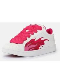 Sneaker Buffalo "LIBERTY", Damen, Gr. 39, wei&szlig;, pink, Lederimitat, kontrastfarbene Details, Schuhe Sneaker, Freizeitschuh, Schn&uuml;rschuh, Halbschuh mit trendigem Flammenmotiv