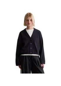 Marc O'Polo Cardigan MARC O'POLO DENIM "aus Soft Cotton Stretch", Damen, Gr. XXS, dunkelblau melange, Obermaterial: 58% Baumwolle, 25% Polyamid, 17% Polyester, unifarben, relaxed fit, V-Ausschnitt, B&uuml;ndchen, Strickjacken