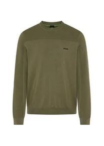 Strickpullover BOSS Green "KN Momentum-X CN", Herren, Gr. XL, schwarz beige257, Strick, Obermaterial: 48% Polyester, 39% Schurwolle, 11% Polyamid, 2% Elasthan, regular fit normal, Rundhals, B&uuml;ndchen, Pullover Strickpullover, Rundhalsausschnitt, Regular Fit, kontrast HD-Logo