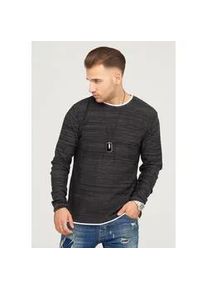 Strickpullover behype "TAAVI", Herren, Gr. M, schwarz (schwarz, meliert), 50% Baumwolle, 50% Polyacryl, meliert, normal, Pullover Strickpullover, in melierter Optik