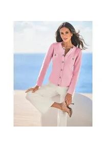 Cardigan Heine, Damen, Gr. 36, ros&eacute;, 100% Baumwolle, unifarben, Strickjacken