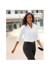 Hemdbluse Lady, Damen, Gr. 42, wei&szlig;, 100% Baumwolle, unifarben, Blusen Hemdbluse