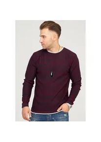 Strickpullover behype "TAAVI", Herren, Gr. XL, rot (weinrot), 50% Baumwolle, 50% Polyacryl, meliert, normal, Pullover Strickpullover, in melierter Optik