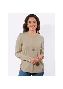 Strickpullover Casual Looks "Langarm-Pullover", Damen, Gr. 38, sesam, 50% Baumwolle, 50% Polyacryl, unifarben, Pullover Strickpullover