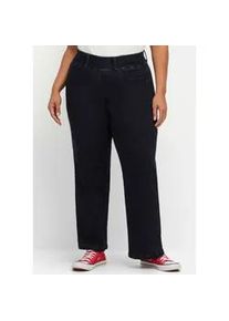 Jeansleggings sheego, Damen, Gr. 104, Langgr&ouml;&szlig;en, blau (dunkelblau denim), 44% Baumwolle, 36% Viskose, 19% Polyester, 1% Elasthan, unifarben, lang, Jeans