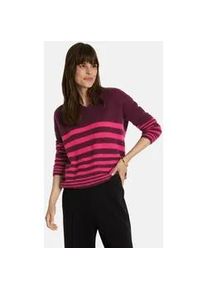 LIEBLINGSST&Uuml;CK Strickpullover LIEBLINGSST&Uuml;CK "Baberina", Damen, Gr. 48, wineberry, Strick, Obermaterial: 50% Alpaka, 28% Polyester, 22% Wolle, gemustert, gestreift, mehrfarbig, regular fit normal, V-Ausschnitt, Pullover Strickpullover, mit Alpaka-Wolle