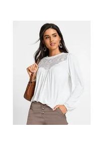 Spitzenshirt Inspirationen "Shirt", Damen, Gr. 50, wei&szlig;, 95% Viskose, 5% Elasthan, unifarben, Rundhals, Shirts