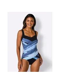 Badeanzug feel good, Damen, Gr. 40, Cup D, blau (schwarz, jeansblau), Elasthan, Polyamid, Badeanz&uuml;ge Badeanzug