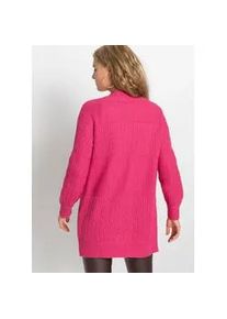 Longstrickjacke bonprix "Longstrickjacke", Damen, Gr. 48/50 (XL), rosa (dunkelpink), Obermaterial: 50% Baumwolle, 50% Polyacryl, loose fit, Strickjacken Longstrickjacke, lockere Passform, mit Strickmuster, casual Stil
