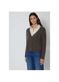 Cardigan Street One, Damen, Gr. 40, rustic braun meliert, Web, 37% Baumwolle, 34% Polyacryl, 26% Polyester, 3% Elasthan, unifarben, normal normal, V-Ausschnitt, Rippb&uuml;ndchen, Strickjacken, mit V-Ausschnitt