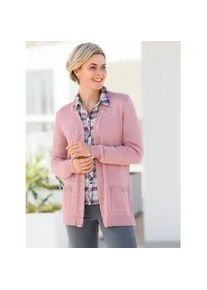 Strickjacke Casual Looks, Damen, Gr. 44, rosa (rosenholz, ecru, meliert), 55% Baumwolle, 45% Viskose, gemustert, Strickjacken Strickjacke