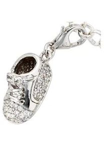 Charm-Einh&auml;nger Jobo "Charm Baby-Schuh", silber 925, Charms, Damen, Silber 925 (Sterlingsilber), 925 Silber rhodiniert mit 76 Zirkonia