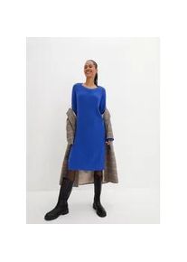 Strickkleid bonprix, Damen, Gr. 56/58 (XXXL), N-Gr, blau (edelsteinblau), Obermaterial: 50% Baumwolle, 50% Polyacryl, unifarben, bequem, Rundhals, Rippstrickb&uuml;ndchen, Kleider Strickkleid, Oversize-Rippstrick, bequeme Passform, seitliche Schlitze