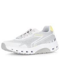 Plateausneaker Gabor ROLLINGSOFT, Damen, Gr. 39, hellgrau, limette, Textil, Schuhe Plateausneaker, Freizeitschuh, Halbschuh, Schn&uuml;rer mit Reflektor-Bes&auml;tzen, G-Weite