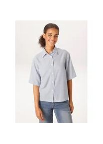 Hemdbluse Aniston CASUAL, Damen, Gr. 40, blau (blau, wei&szlig;, gestreift), Web, Obermaterial: 100% Polyester, Leinenoptik, gestreift, oversize h&uuml;ftlang, Blusen Hemdbluse, im Streifen-Dessin - NEUE KOLLEKTION