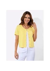 Bolero Lady, Damen, Gr. 52, zitrone, 55% Baumwolle, 45% Viskose, unifarben, Strickjacken Bolero